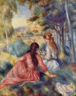 Pierre Auguste Renoir  - Peintures - Jeunes filles dans un pré