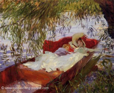 Two Women Asleep in a Punt under the Willows