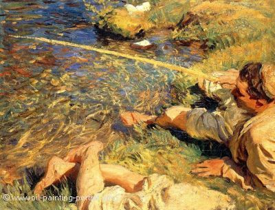 Val d Aosta Man Fishing