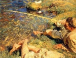 John Singer Sargent  - Bilder Gemälde - Val d Aosta Man Fishing