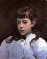 John Singer Sargent  - Peintures - Jeune fille portant une blouse de mousseline blanche 
