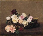 Henri Fantin Latour - Peintures - Un panier de roses