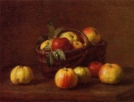Henri Fantin Latour - Bilder Gemälde - Apples in a Basket on a Table