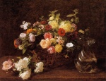 Henri Fantin Latour - Peintures - Panier de fleurs