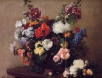 Henri Fantin Latour - paintings - Bouquet of Diverse Flowers