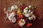 Henri Fantin Latour - Peintures - Bouquet de fleurs