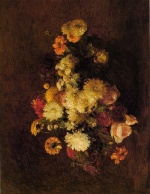 Henri Fantin Latour - Peintures - Bouquet de fleurs