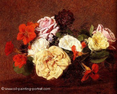 Bouquet of Roses and Nasturtiums