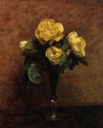 Henri Fantin Latour  - Peintures - Bouquet de  roses „Maréchal Neil“
