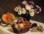 Henri Fantin Latour  - paintings - Flowers and Fruit a Melon