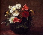 Henri Fantin Latour  - paintings - Flowers in a Clay Pot