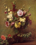Henri Fantin Latour  - Peintures - Roses trémières