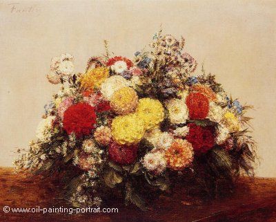Large Vase of Dahlias and Assorted Flowers