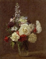 Henri Fantin Latour  - Peintures - Mélange de fleurs
