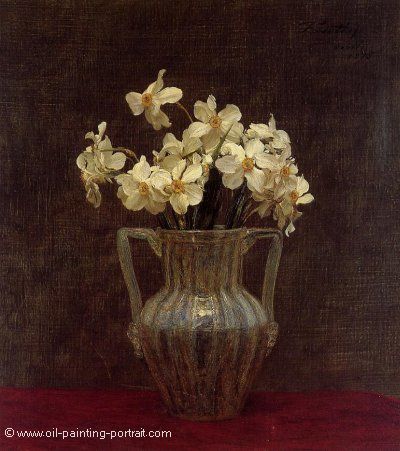Narcisses in an Opaline Glass Vase