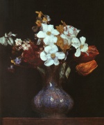 Henri Fantin Latour  - Peintures - Narcisse et tulipes