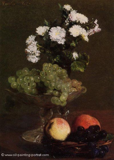 Still Life (Chrysanthemums and Grapes)