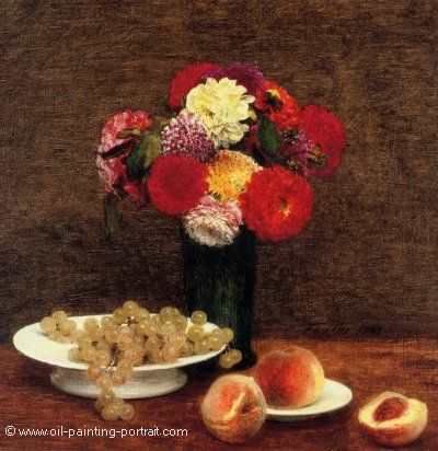 Still Life (Dahlias in a Green Vase)