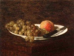 Henri Fantin Latour  - Peintures - Nature morte (pêches et raisins)