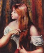 Pierre Auguste Renoir  - Peintures - Jeune fille en train de se peigner