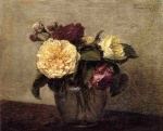 Henri Fantin Latour  - Peintures - Roses jaunes et rouges