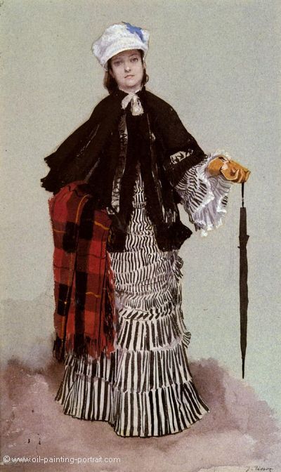 A Lady in a Black and White Dress