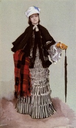 James Jacques Joseph Tissot - Peintures - Dame dans une robe noire et blanche