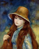 Pierre Auguste Renoir  - Peintures - Jeune fille au chapeau de paille