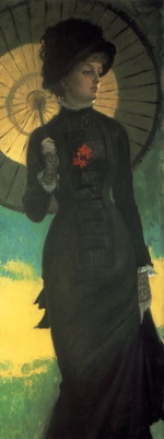 James Jacques Joseph Tissot  - Peintures - Mme Newton avec une ombrelle