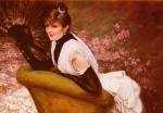 James Jacques Joseph Tissot  - Peintures - Portrait de femme à l´Éventail