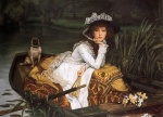 James Jacques Joseph Tissot  - Peintures - Jeune femme dans une barque