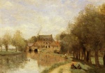 Jean Baptiste Camille Corot - Bilder Gemälde - The Drocourt Mill on the Sensee