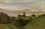 Jean Baptiste Camille Corot - Peintures - Entre le lac Léman et les Alpes