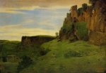 Jean Baptiste Camille Corot - Peintures -  bâtiments dans les rochers
