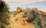 Jean Baptiste Camille Corot - Bilder Gemälde - Genzano Goatherd and Village