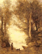 Jean Baptiste Camille Corot  - paintings - Je Joueur De Flute Du Lac D Albano