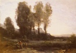 Jean Baptiste Camille Corot  - Peintures - Le monastère derrière les arbres