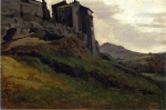 Jean Baptiste Camille Corot  - paintings - Morino Large Buiildings on the Rocks