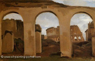 Rome (The Coliseum seen through Arches of the Basilika of Constantine)