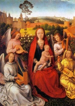 Hans Memling - Bilder Gemälde - Virgin and Child with Musican Angels