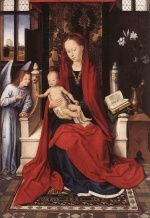Hans Memling - Bilder Gemälde - Virgin Enthroned with Child and Angel