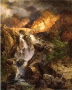 Thomas  Moran - paintings - Cascading Water