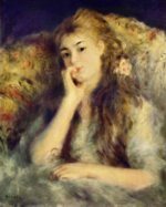 Pierre Auguste Renoir  - Peintures - Portrait d'une jeune fille (plongée dans ses  pensées)