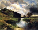 Thomas Moran - Bilder Gemälde - Cloudy Day at Amagansett