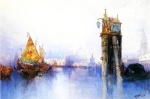 Thomas  Moran  - Peintures - Scène sur le canal de Venise