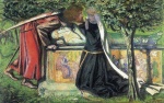 Dante Gabriel Rossetti - Peintures - La tombe d´Arthur (la dernière réunion de Lancelot et Guenièvre)