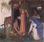 Dante Gabriel Rossetti  - Bilder Gemälde - The Passover in the Holy Family Gathering Bitter Herbs