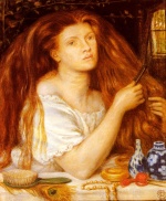 Dante Gabriel Rossetti  - Peintures - Femme peignant  ses cheveux
