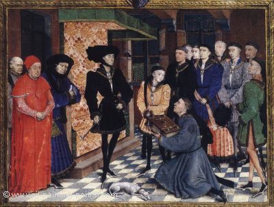 Miniature from the first Page of the Croniques de Hainaut