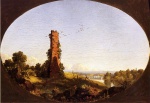 Frederic Edwin Church - paintings - New England Landscape with Ruined Chimney